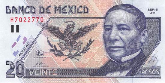 Mexiko p.106b AD 20 Pesos 1996